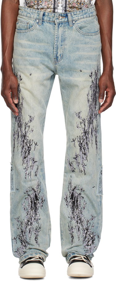 Džínsy Who Decides War Who Decides War Scratched Denim Jeans Modrá | 1120990009SS25, 0