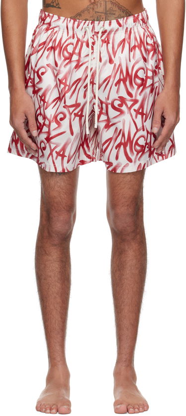 Plavky Palm Angels Palm Angels Graffiti Print Swim Shorts Biela | PMFD012S25FAB0010325, 0