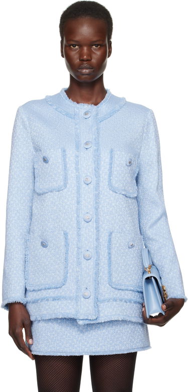 Bunda Dolce & Gabbana Dolce&Gabbana Single-Breasted Raschel Tweed Jacket Modrá | F29YCT HUMUA, 0
