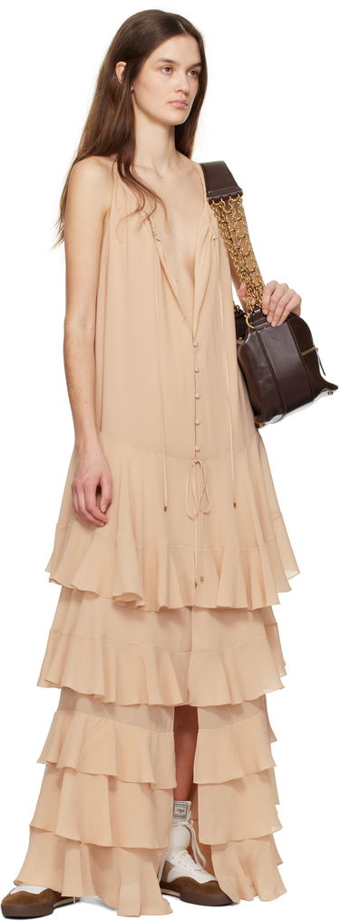 Šaty CHLOÉ Chloé Tiered Maxi Dress Béžová | CH25SRO54117, 4