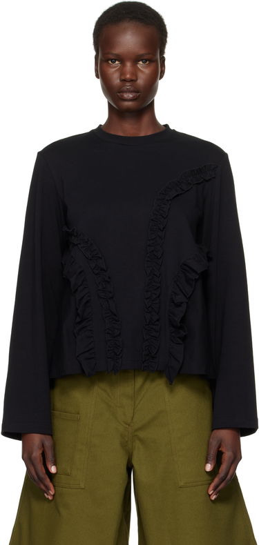 Tričko Cecilie Bahnsen Alva Ruffle Trim T-shirt Čierna | 4.24RTW11003 ALVA T-SHIRT, 0