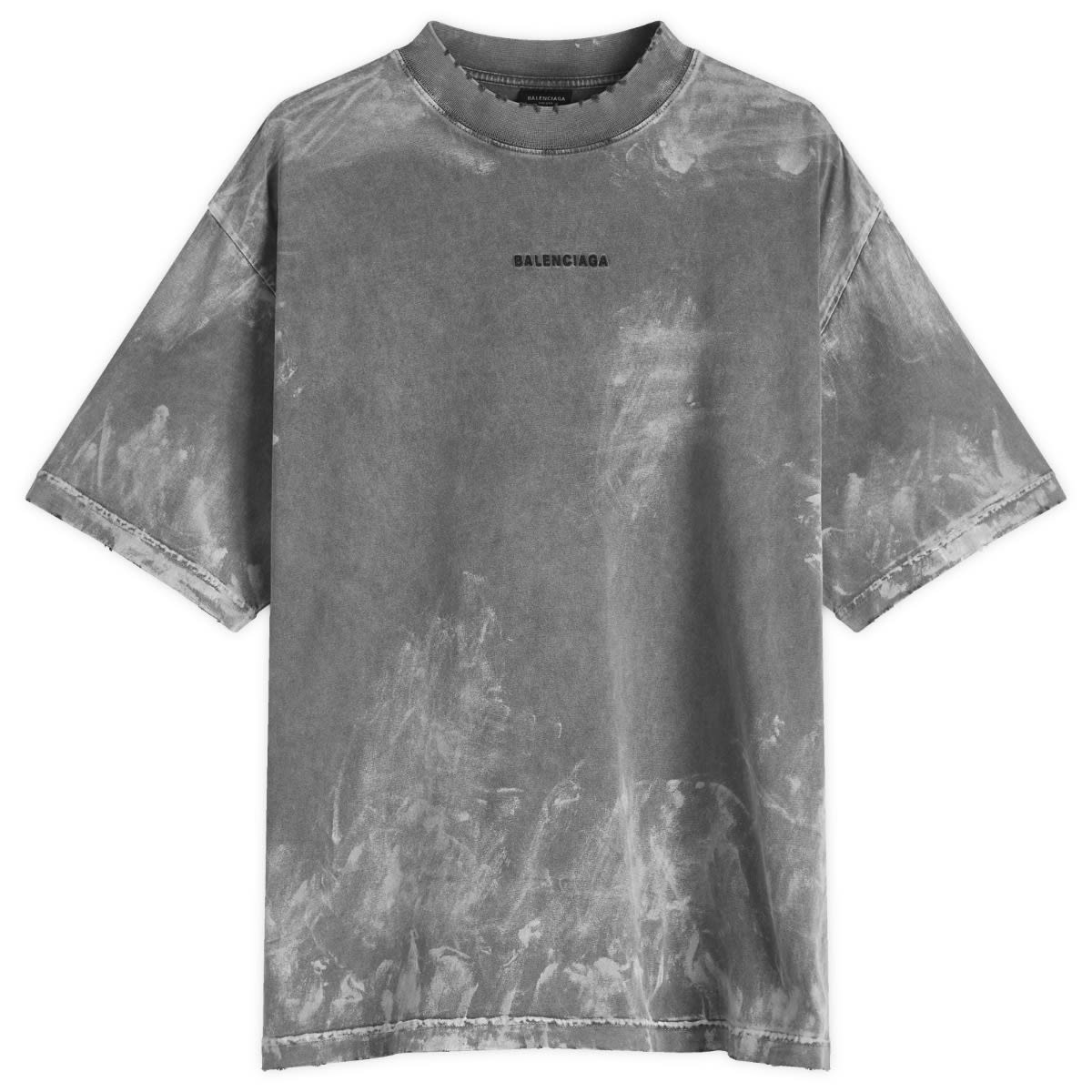 Tričko Balenciaga Balenciaga Vintage Paint Splatter Medium Fit T-Shirt, Size Large Šedá | 764235-TRVI8-8499, 1
