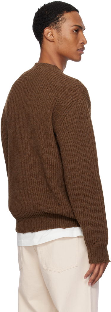 Sveter Maison Margiela MM6 Maison Margiela Ribbed Wool Knit V-Neck Sweater Hnedá | SH0HN0003 M13138, 2