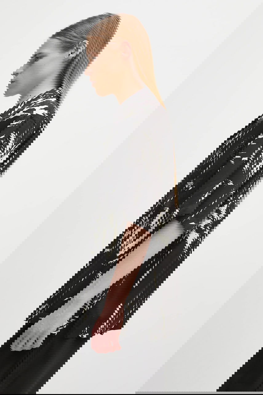 Košeľa Wales Bonner Wales Bonner Highlife Bowling Relaxed Fit Classic Collar Short Sleeve Abstract Print Shirt Čierna | MS25SH08.VI05.9900, 1