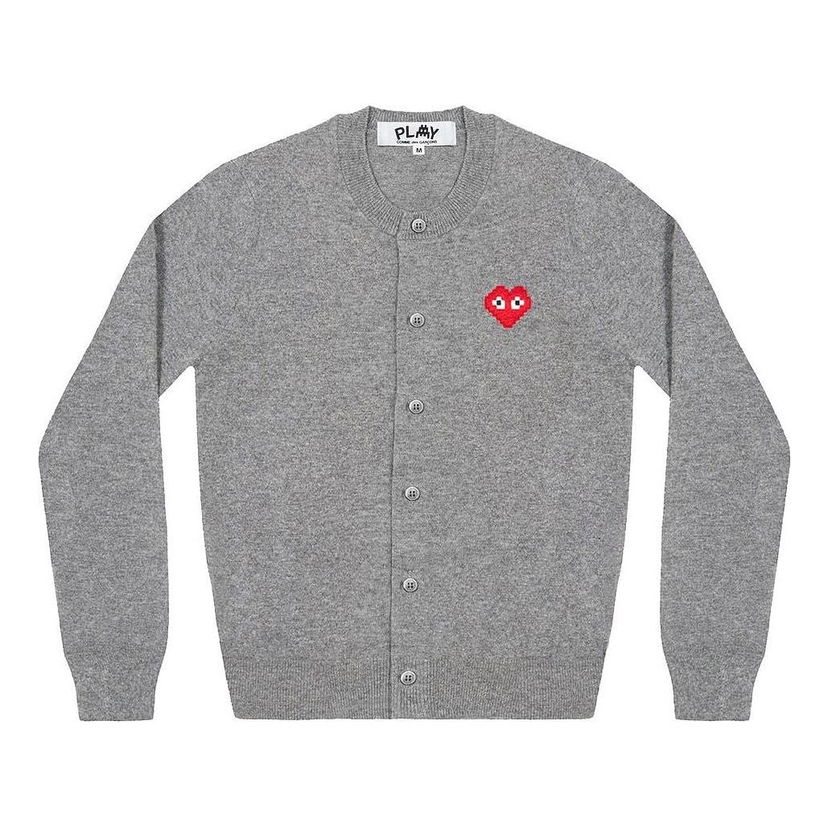 Sveter COMME des GARÇONS COMME des GARCONS PLAY Women's Cardigan with Invader Emblem Šedá | AZ-N083-051-2