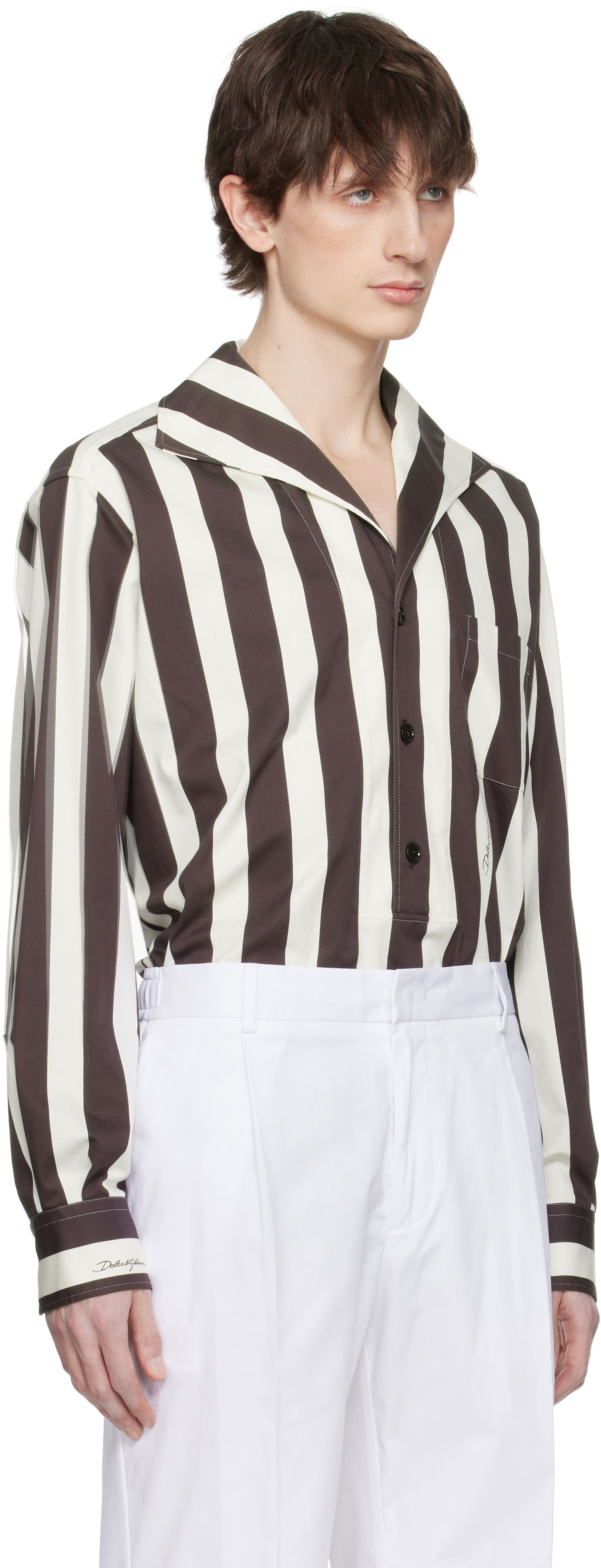 Košeľa Dolce & Gabbana Dolce&Gabbana Three-Button Long-Sleeved Shirt Hnedá | G5ND3TFSFOC, 1