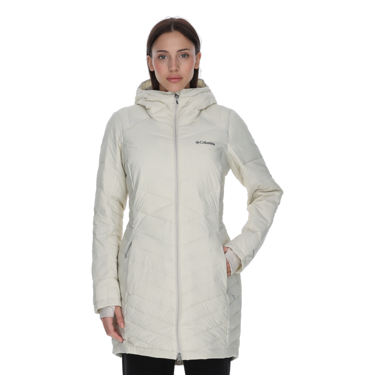 Prešívaná bunda Columbia Joy Peak™ II Quilted Hooded Mid-Length Jacket Béžová | 2088641278, 0