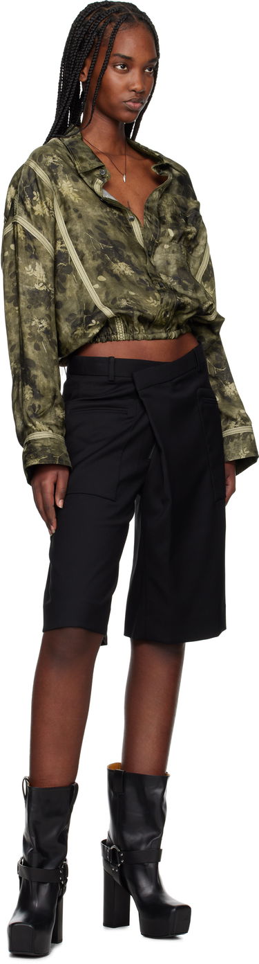 Košeľa R13 R13 Taped Crossover Cropped Shirt Zelené | R13WR378-R463B, 3
