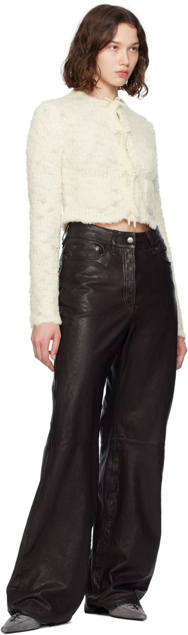 Sveter Acne Studios Acne Studios Bow Cropped Wool Cardigan Biela | A60572-, 3