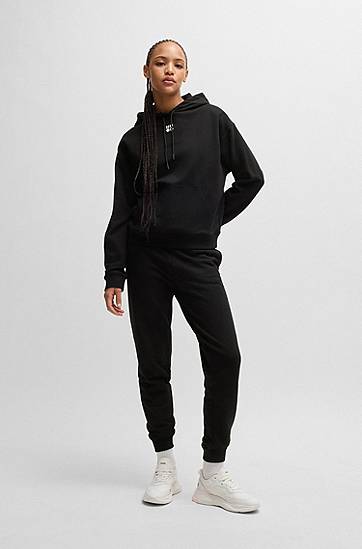 Mikina BOSS HUGO Cotton-Terry Hoodie with Stacked Logo Čierna | 50522423, 1