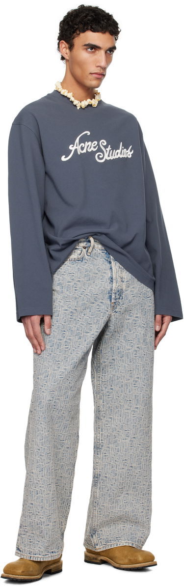 Sveter Acne Studios Acne Studios Logo Long Sleeve T-Shirt Modrá | CL0339-, 3