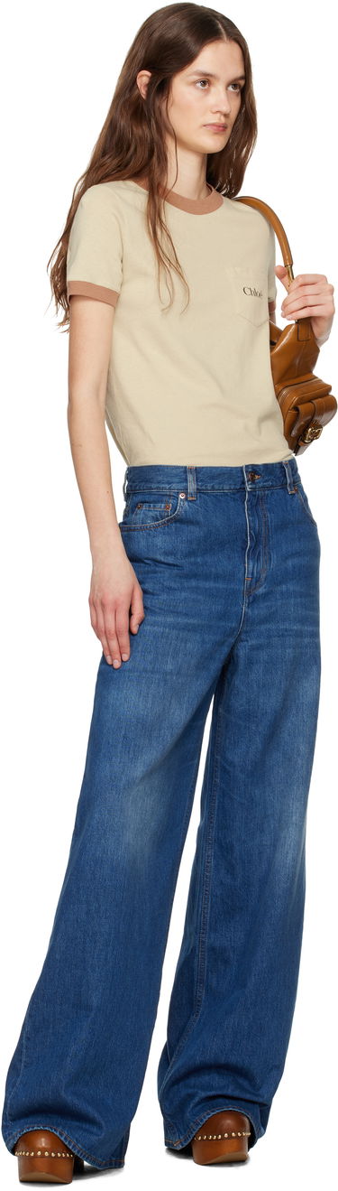 Tričko CHLOÉ Chloé Crew Neck Logo Pocket T-Shirt Béžová | CH25UJH04187, 4