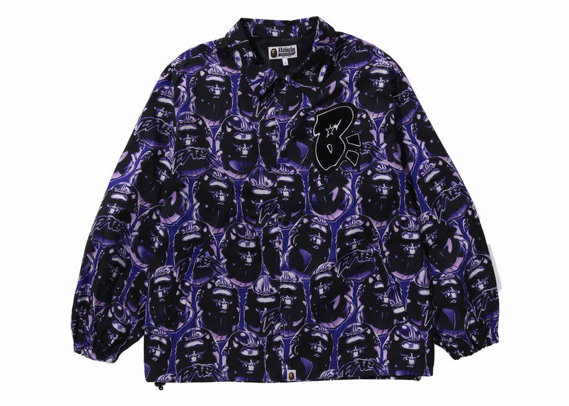 Bunda BAPE BAPE Ape Head Graffiti Coach Jacket Purple Fialová | 1J80-140-005