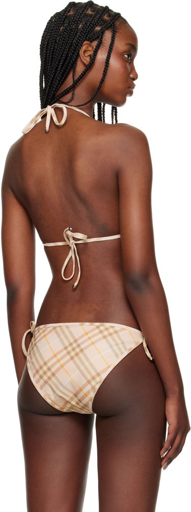 Plavky Burberry Burberry Check Triangle Bikini Top Béžová | 8108593, 2