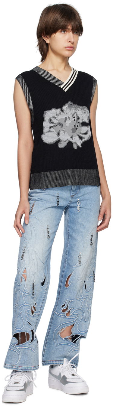 Sveter Feng Chen Wang Feng Chen Wang Floral Sleeveless Vest Čierna | FUS15KT07, 3