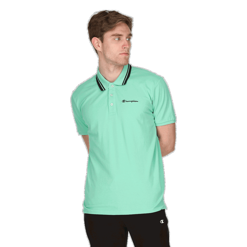 Polo tričko Champion Short Sleeve Striped Collar Polo Zelené | 216088-GS082