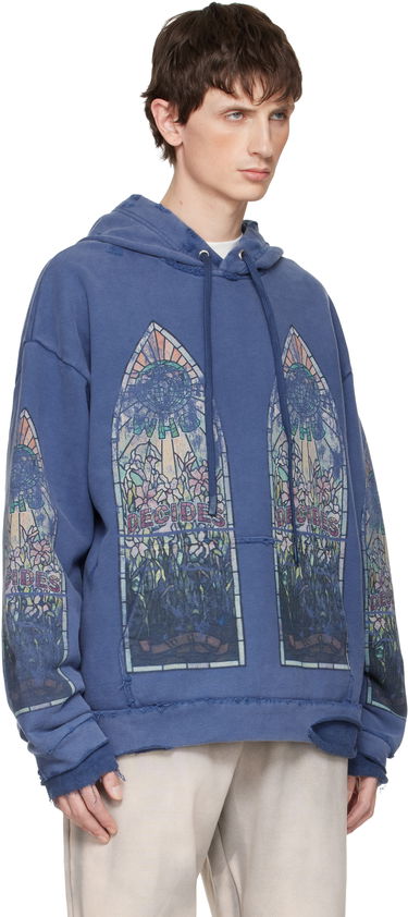 Mikina Who Decides War Who Decides War Faded Distressed Stained Glass Print Hoodie Modrá | 1110190010FW25, 1