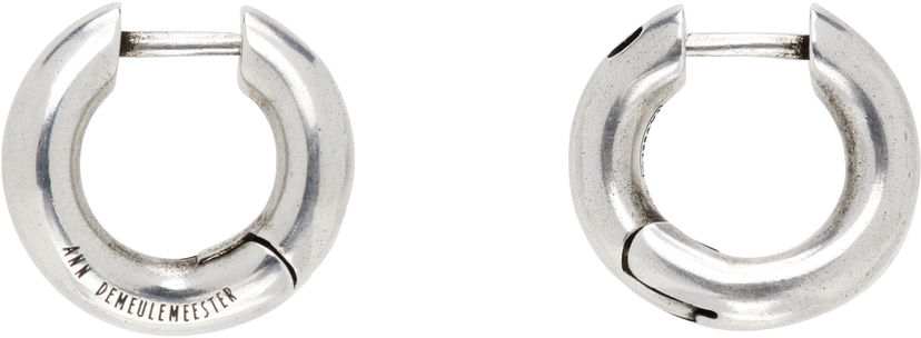 Náušnice Ann Demeulemeester Ann Demeulemeester Mariela Anatomic Silver Loop Earrings Metalická | 2520-W-JE07-JW020-070