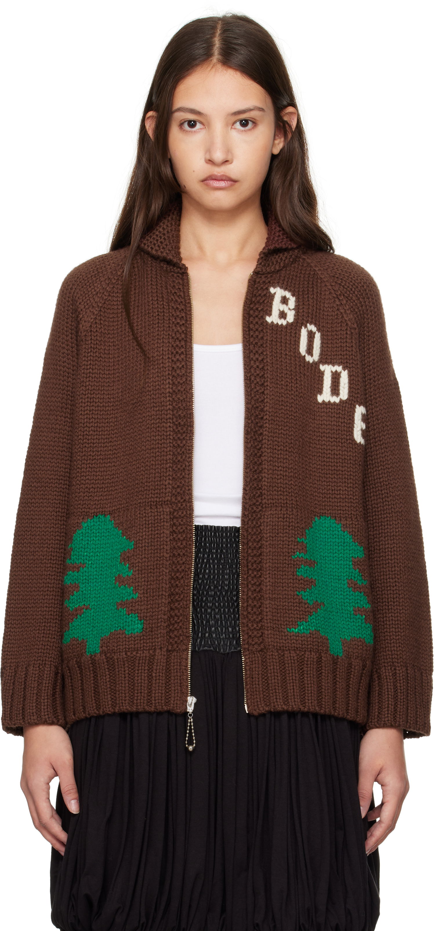 Sveter Bode Fir Shawl Collar Cardigan Hnedá | MRF24KT010, 0