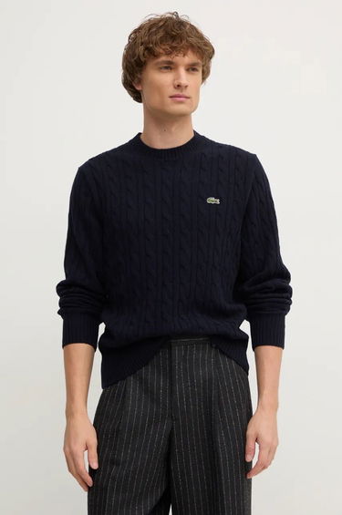 Sveter Lacoste Navy Blue Wool Cable Knit Sweater Navy | AH2924, 0