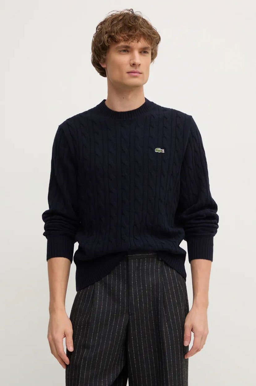 Sveter Lacoste Navy Blue Wool Cable Knit Sweater Navy | AH2924