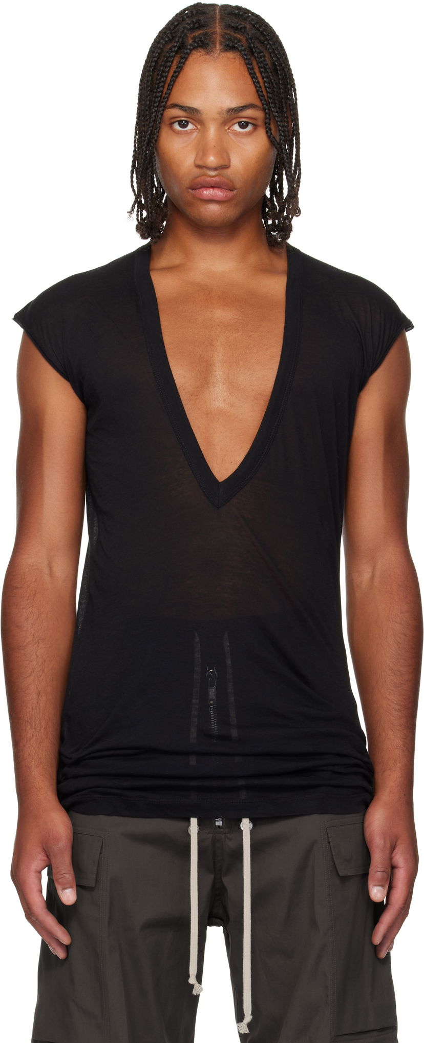Tričko Rick Owens Rick Owens Concordians Dylan Deep V-Neck T-Shirt Čierna | RU02E1157 UC