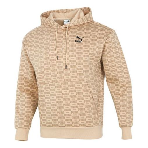 Mikina Puma Luxe All-Over Print Logo Hoodie Béžová | 534409-20