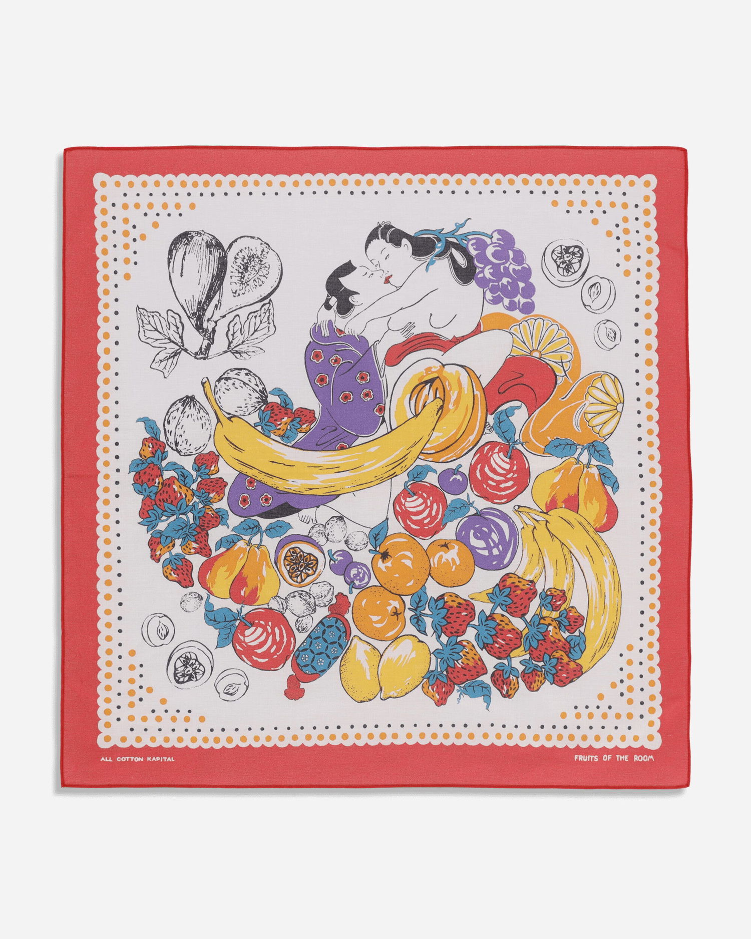 Šál KAPITAL Bandana with Fruit and Figures Print Červená | EK-625BAA PINK, 0