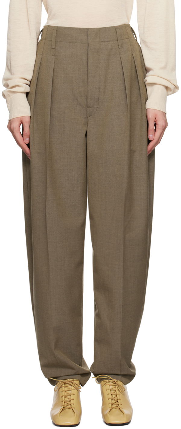 Nohavice LEMAIRE Pleated Tapered Trousers Zelené | PA1042 LF414, 0