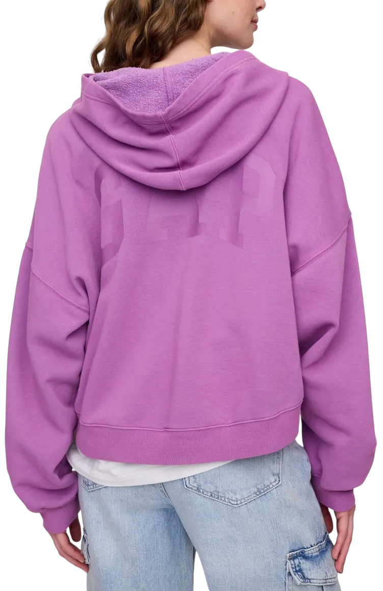 Mikina GAP Cropped Embossed Logo Hoody Fialová | 429497-08, 1