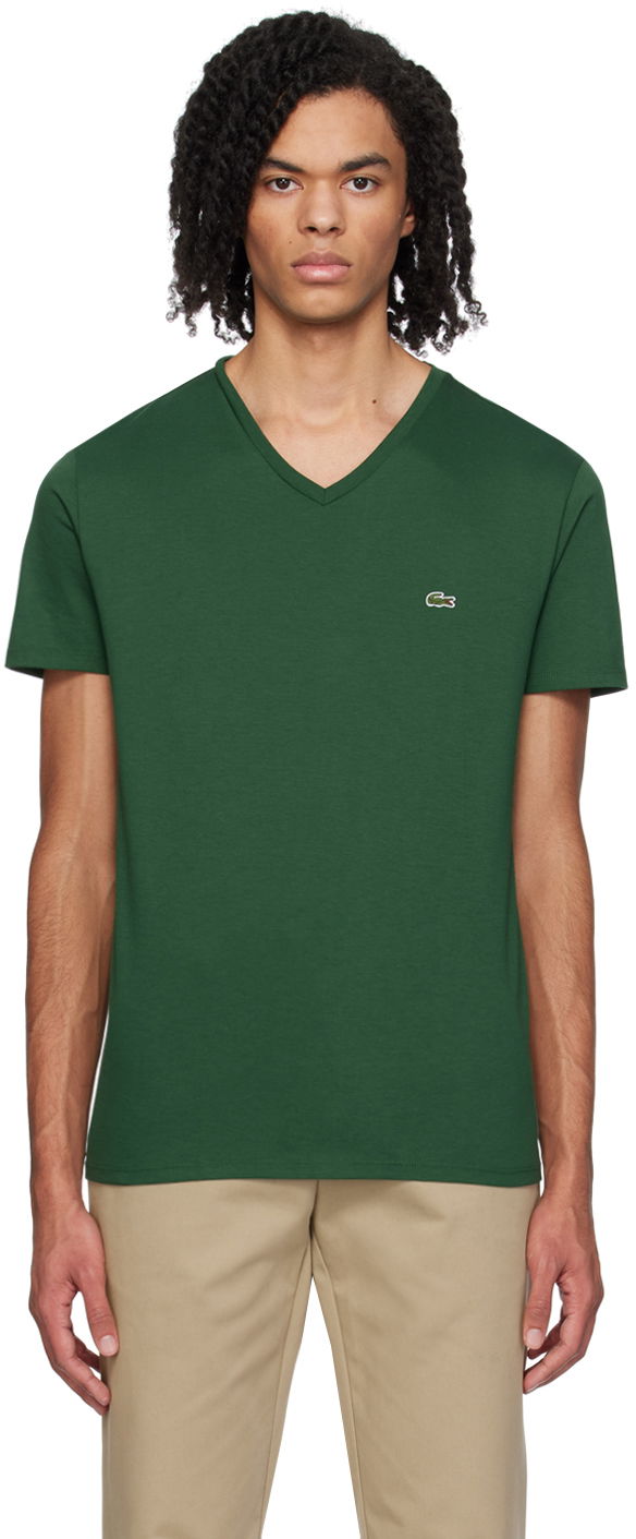 Tričko Lacoste V-Neck T-Shirt Zelené | TH6710_132, 0
