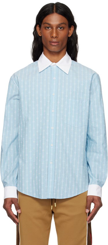 Košeľa Casablanca Casablanca Laurel Stripe Jacquard Shirt Modrá | MS25-SH-175-01, 0