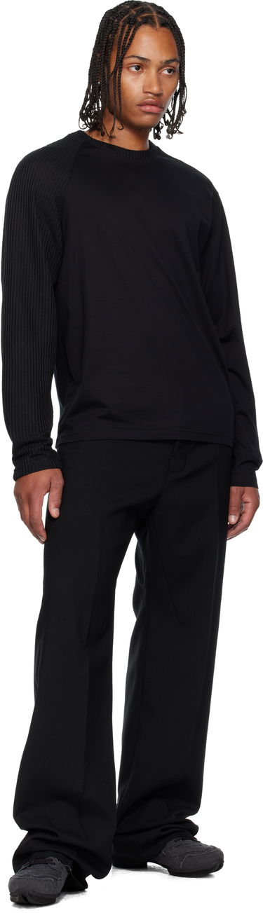 Tričko HELIOT EMIL Obscura Long Sleeve T-Shirt with Ribbed Details Čierna | AW25_M_09_152_BLK01, 3