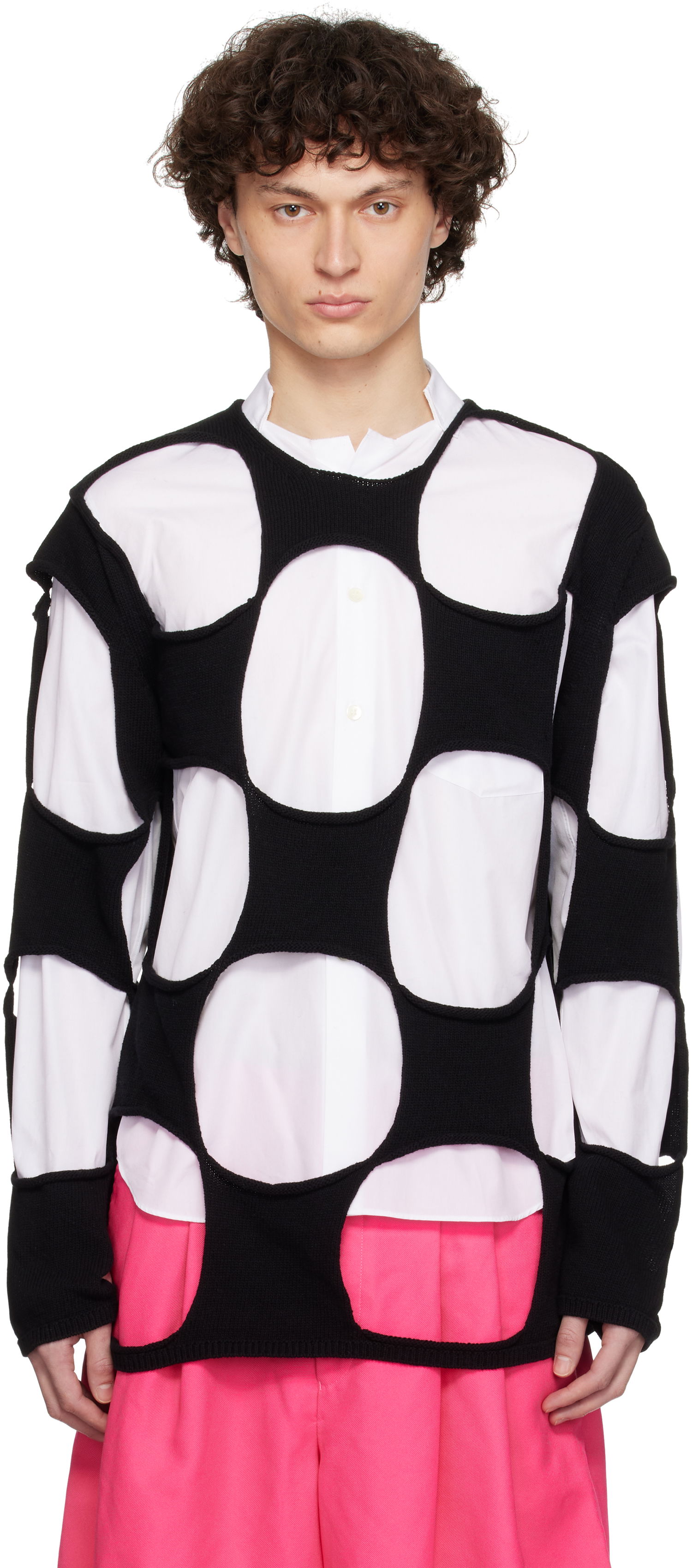 Sveter Comme des Garçons Homme Plus Cotton Code Intarsia B Pattern Crewneck Sweater Čierna | PO-N012-051, 0