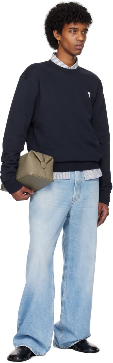 Sveter AMI AMI Paris De Coeur Cotton Sweatshirt Navy | HSW060.730, 3