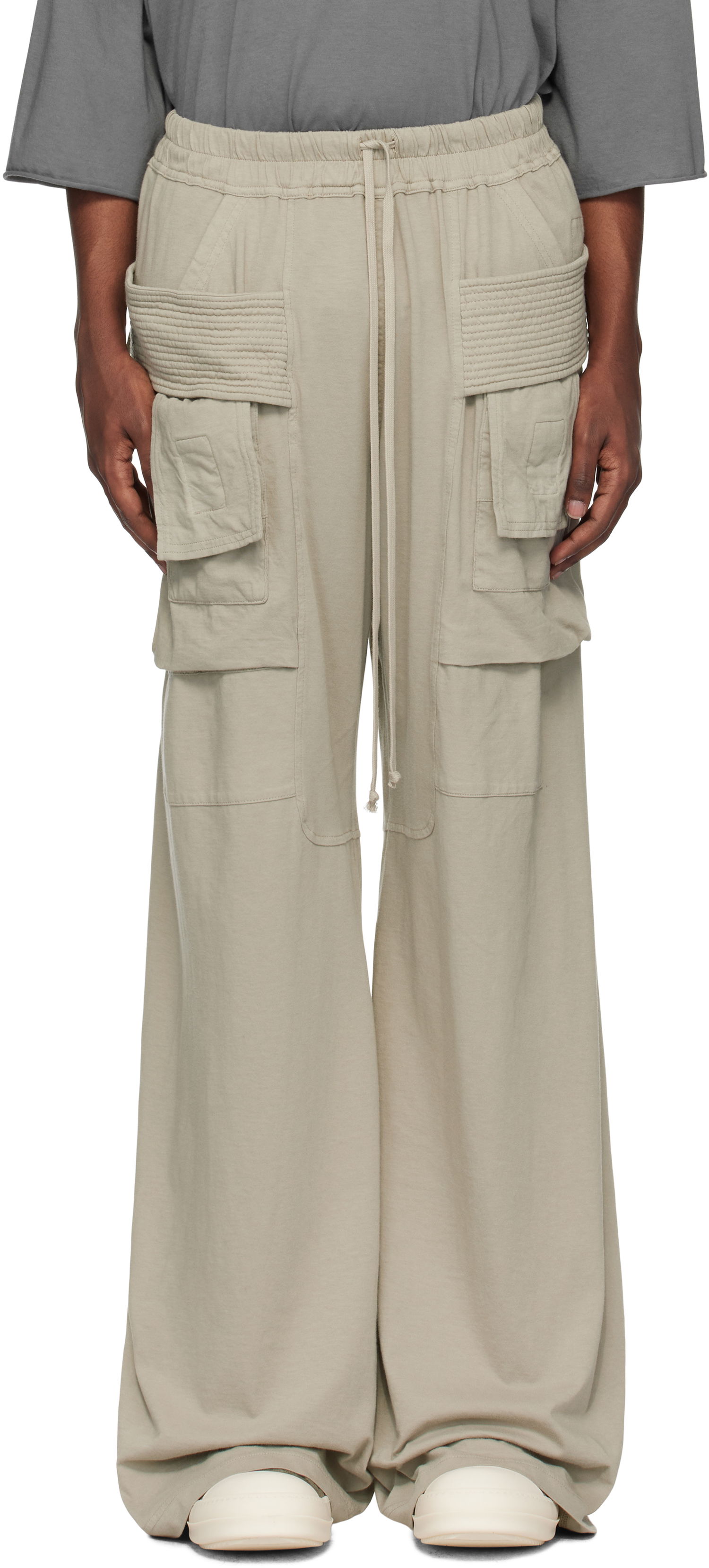 Cargo nohavice Rick Owens Rick Owens DRKSHDW Porterville Creatch Wide Drawstring Cargo Pants Béžová | DU02D2394 RN, 0