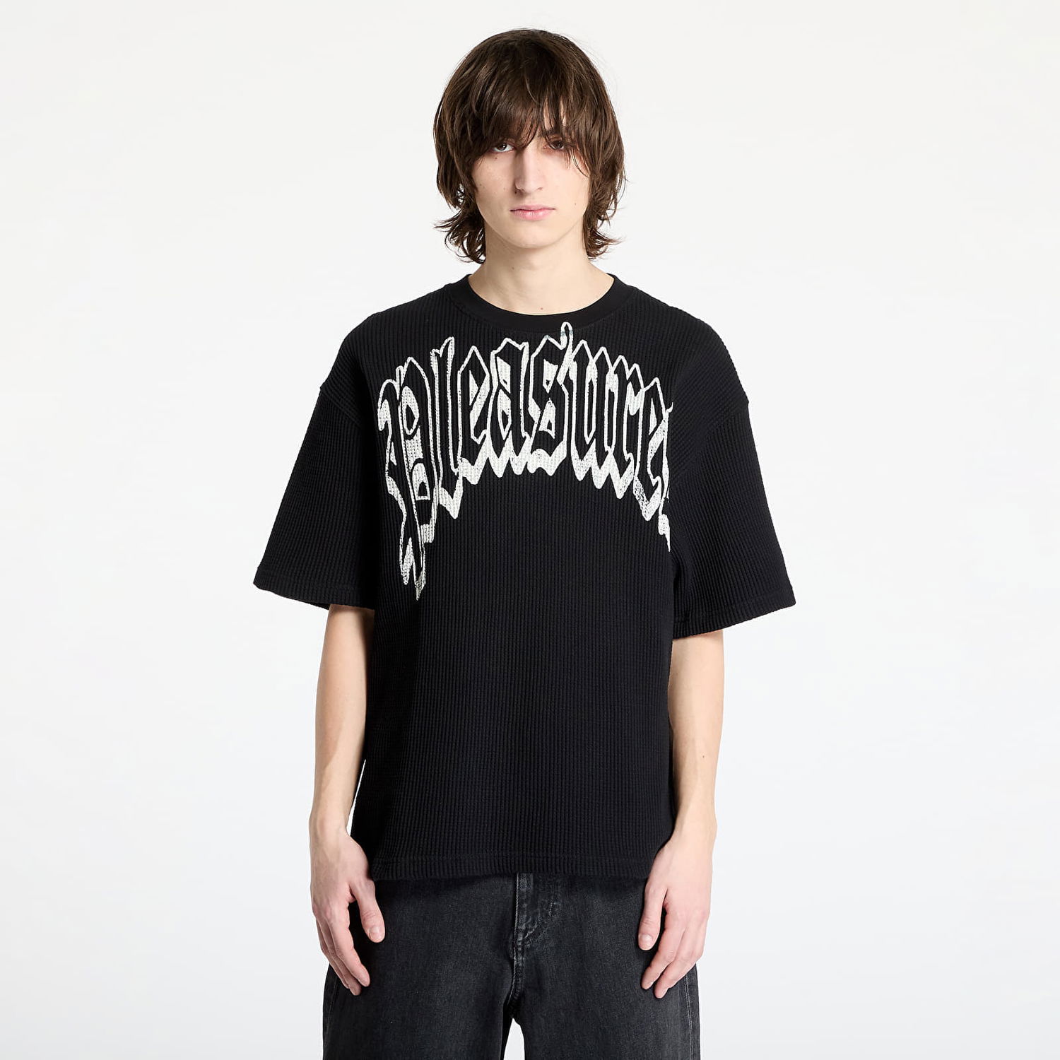 Tričko Pleasures PLEASURES Twitch Waffle T-Shirt Čierna | P25SP024 BLACK, 0