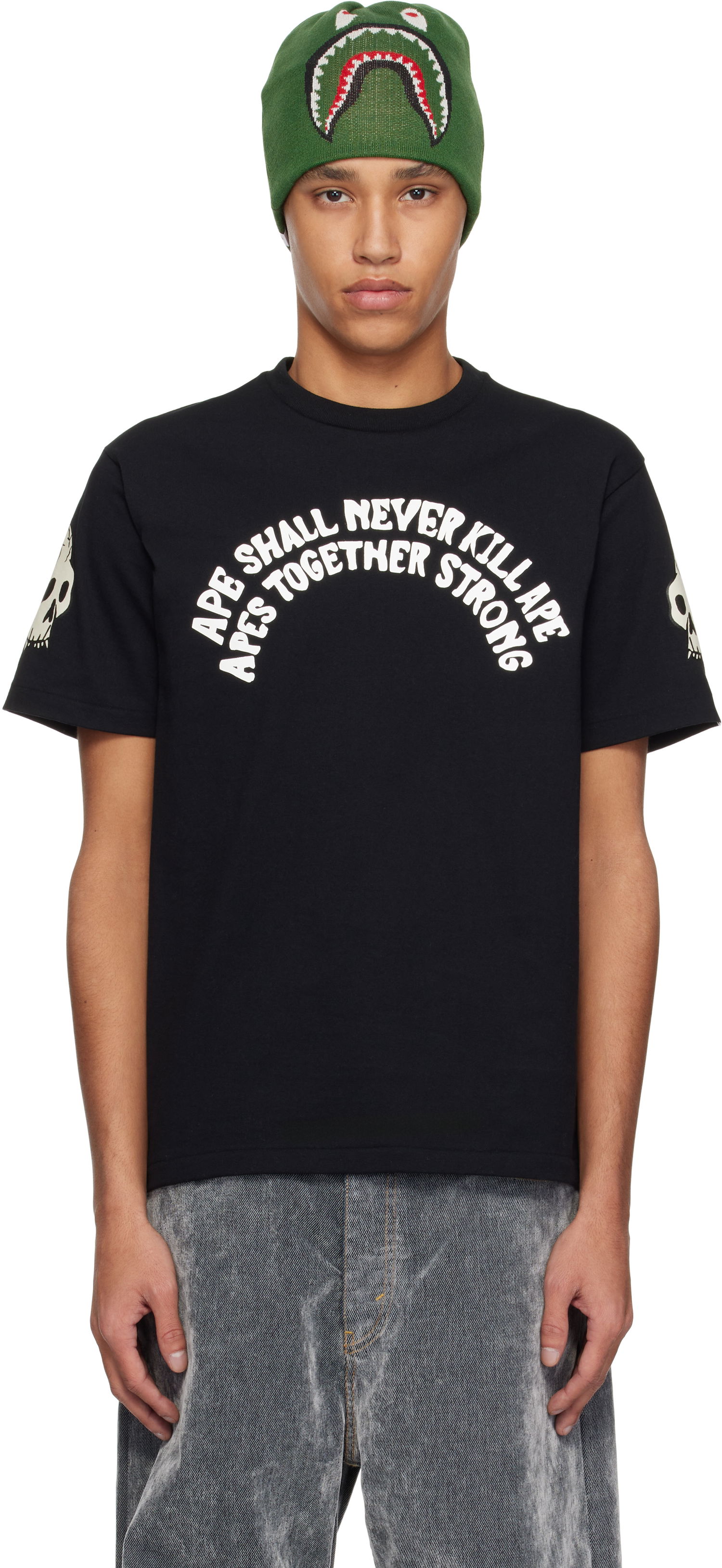Tričko BAPE A Bathing Ape Souvenir Skull Graphic T-Shirt Čierna | 001TEK801052M, 0