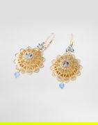 Dolce & Gabbana Filigree Yellow Gold & Aquamarine Drop Earrings