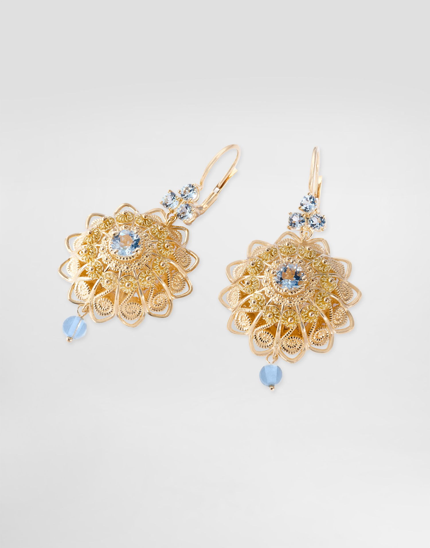 Náušnice Dolce & Gabbana Dolce & Gabbana Filigree Yellow Gold & Aquamarine Drop Earrings Žltá | WEJP1GWAQ01ZOO00, 0