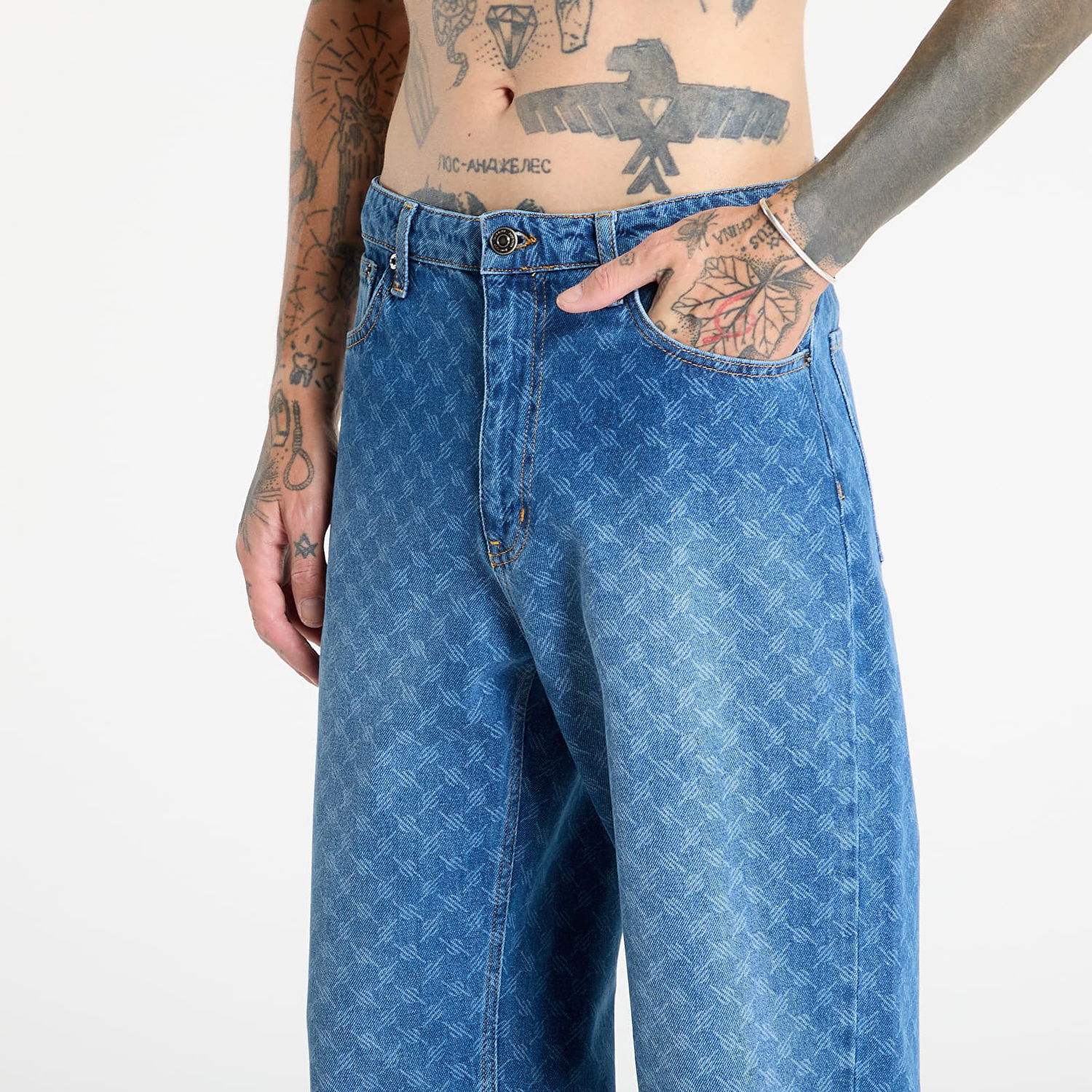 Džínsy DAILY PAPER Daily Paper Amba Monogram Jeans Modrá | 2411167, 1