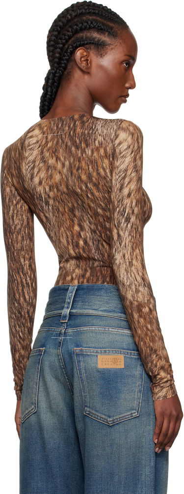 Body Maison Margiela MM6 Maison Margiela Printed Jersey Bodysuit Hnedá | S52NA0074 M20112, 2