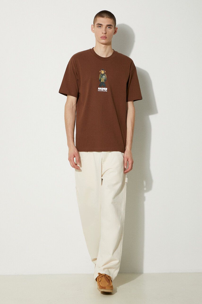 Tričko AAPE by A Bathing Ape AAPE Theme Print T-Shirt Hnedá | AAPTEM1498XXM, 1