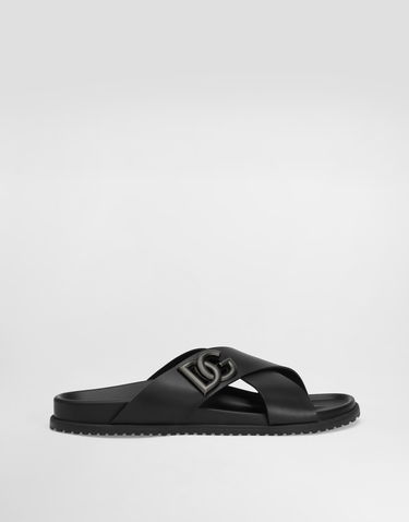 Doplnky Dolce & Gabbana Dolce & Gabbana Calfskin Slides with DG Logo Čierna | A80525A9Q6780999, 0