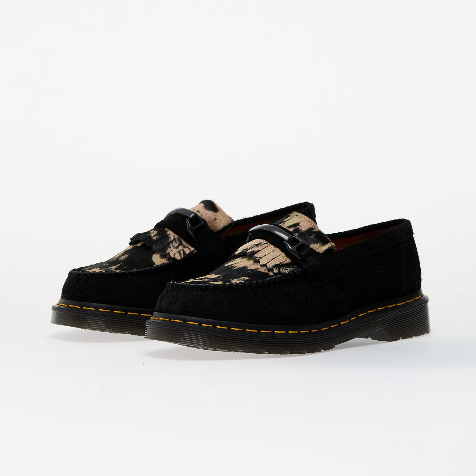 Adrian Black Suede Loafers with Contrast Hair On