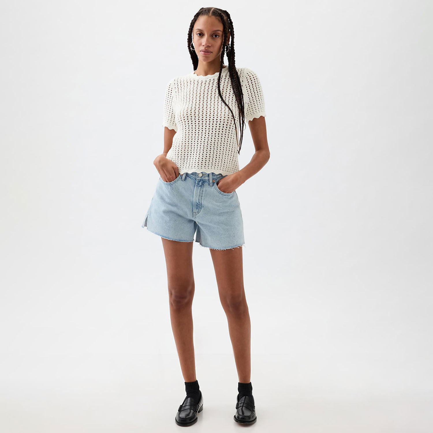 Tričko GAP Shortsleeve Crochet Tee New Off White Biela | 864914-02, 0