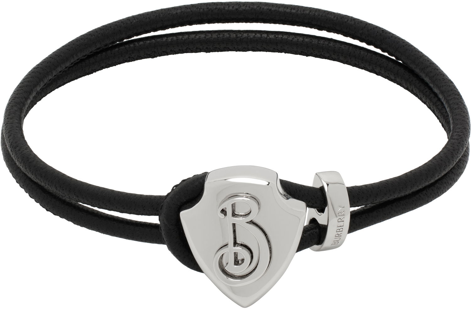Náramok Burberry Leather Bracelet with Metal Shield Čierna | 8105614, 0
