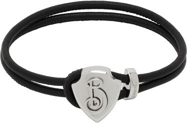 Náramok Burberry Leather Bracelet with Metal Shield Čierna | 8105614, 0