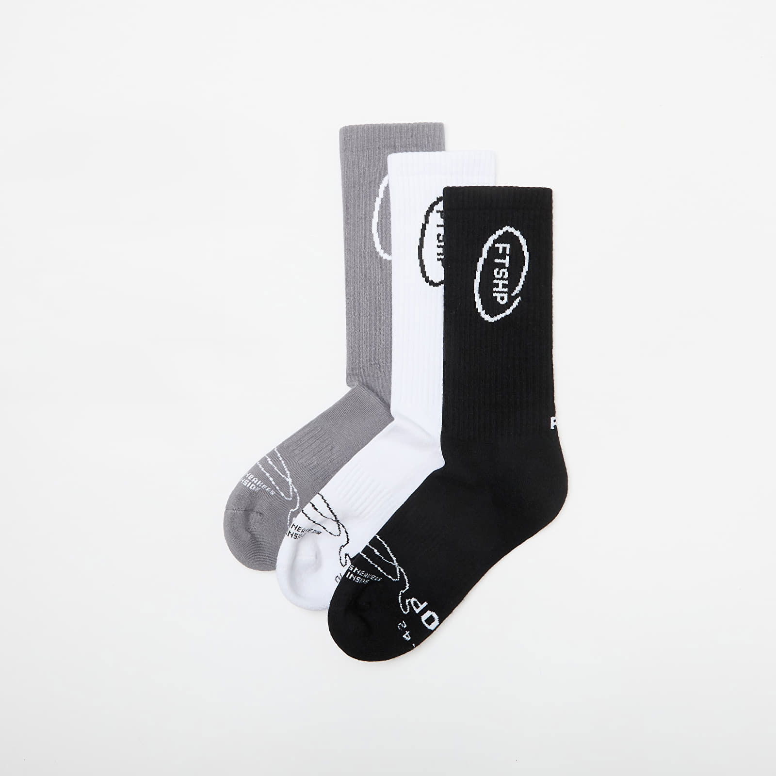 High Crew Socks 3-Pack Black/ White/ Grey