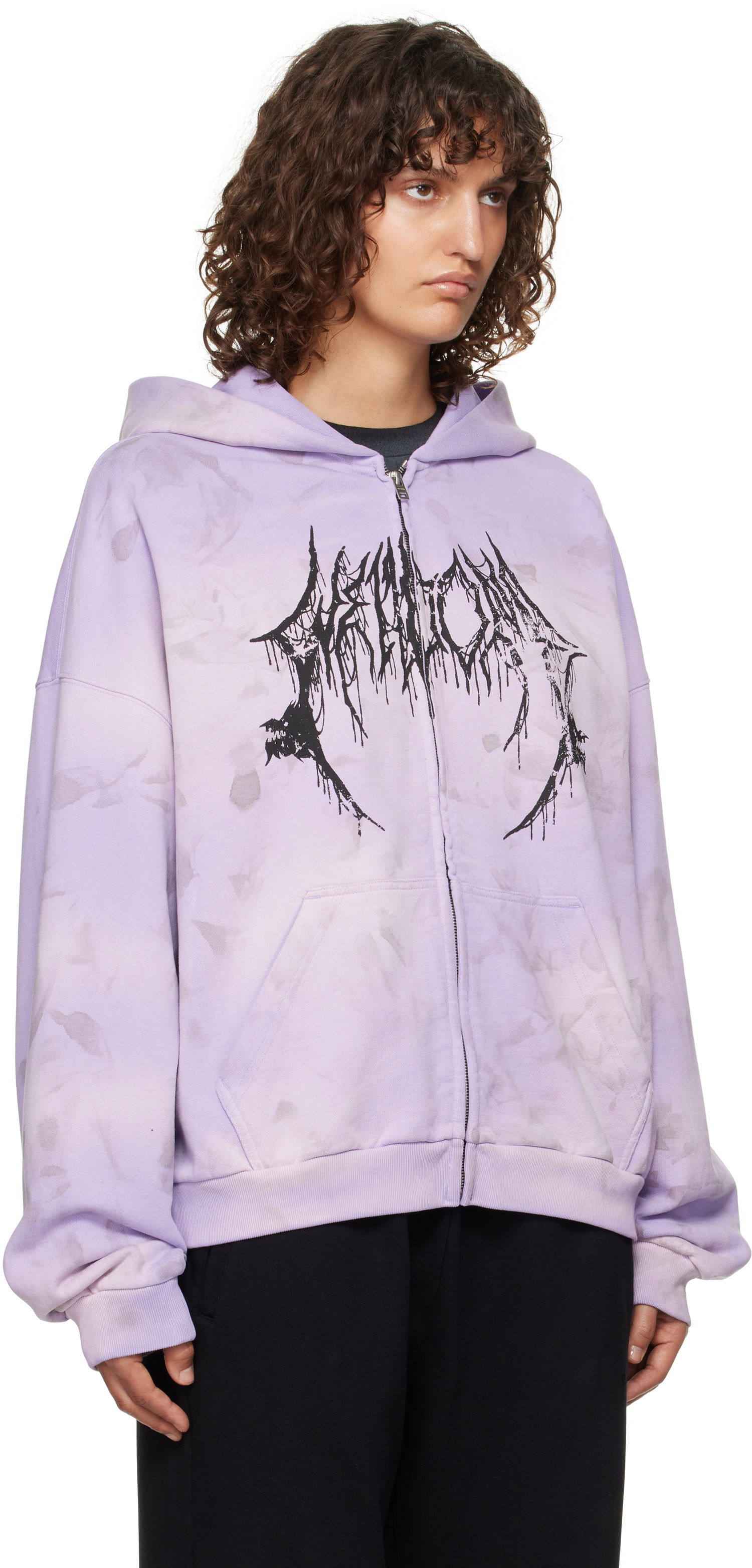 Mikina We11done Graphic Print Zip-Up Hoodie Fialová | WD-TJ3-24-878-U-PP, 1
